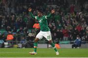 29 March 2022; Chiedozie Ogbene of Republic of Ireland reacts during the international friendly match between Republic of Ireland and Lithuania at the Aviva Stadium in Dublin. Photo by Eóin Noonan/Sportsfile
