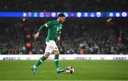 29 March 2022; Matt Doherty of Republic of Ireland during the international friendly match between Republic of Ireland and Lithuania at the Aviva Stadium in Dublin. Photo by Eóin Noonan/Sportsfile
