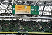 26 March 2022; DHL branding on the big screen during the international friendly match between Republic of Ireland and Belgium at the Aviva Stadium in Dublin. Photo by Eóin Noonan/Sportsfile