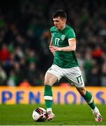 29 March 2022; Jason Knight of Republic of Ireland during the international friendly match between Republic of Ireland and Lithuania at the Aviva Stadium in Dublin. Photo by Eóin Noonan/Sportsfile