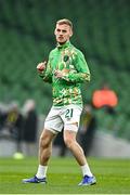 29 March 2022; Mark Sykes of Republic of Ireland before the international friendly match between Republic of Ireland and Lithuania at the Aviva Stadium in Dublin. Photo by Eóin Noonan/Sportsfile