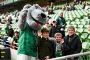 29 March 2022; Republic of Ireland mascot Macúl before the international friendly match between Republic of Ireland and Lithuania at the Aviva Stadium in Dublin. Photo by Eóin Noonan/Sportsfile