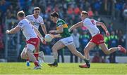 27 March 2022; Brian Ó Beaglaíoch of Kerry in action against Tyrone players, from left, Frank Burns, Michael McKernan and Conn Kilpatrick during the Allianz Football League Division 1 match between Kerry and Tyrone at Fitzgerald Stadium in Killarney, Kerry. Photo by Brendan Moran/Sportsfile