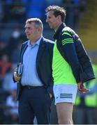 27 March 2022; Kerry performance coach Tony Griffin, right, and Kerry County Board chairman Patrick O'Sullivan before the Allianz Football League Division 1 match between Kerry and Tyrone at Fitzgerald Stadium in Killarney, Kerry. Photo by Brendan Moran/Sportsfile