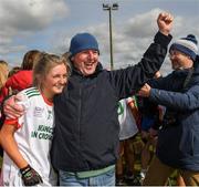 1 April 2022; Sacred Heart Secondary captain Lydia Sutton and her dad Brendan after the Lidl All Ireland Post Primary Schools Senior ‘C’ Championship Final match between Our Lady's Bower, Athlone, Westmeath and Sacred Heart Secondary, Clonakilty, Cork at Sean Treacy Park in Tipperary Town. Photo by Ray McManus/Sportsfile