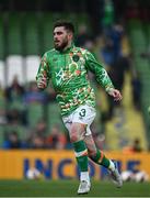 29 March 2022; Ryan Manning of Republic of Ireland warms up before the international friendly match between Republic of Ireland and Lithuania at the Aviva Stadium in Dublin. Photo by Sam Barnes/Sportsfile