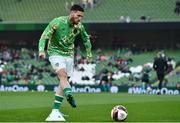 29 March 2022; Matt Doherty of Republic of Ireland warms up before the international friendly match between Republic of Ireland and Lithuania at the Aviva Stadium in Dublin. Photo by Sam Barnes/Sportsfile