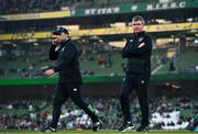 29 March 2022; Republic of Ireland manager Stephen Kenny, right, and Republic of Ireland coach John Eustace before the international friendly match between Republic of Ireland and Lithuania at the Aviva Stadium in Dublin. Photo by Sam Barnes/Sportsfile