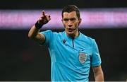 29 March 2022; Referee Bram Van Driessche during the international friendly match between Republic of Ireland and Lithuania at the Aviva Stadium in Dublin. Photo by Sam Barnes/Sportsfile