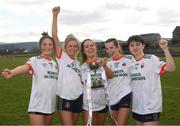 1 April 2022; The Sacred Heart Secondary players, left to right, Maeve Kingston, Lydia Sutton, Roisin Ni Bhuacalla, Aisling Moloney and Orlaith Deasy celebrate victory after the Lidl All Ireland Post Primary Schools Senior ‘C’ Championship Final match between Our Lady's Bower, Athlone, Westmeath and Sacred Heart Secondary, Clonakilty, Cork at Sean Treacy Park in Tipperary Town. Photo by Ray McManus/Sportsfile