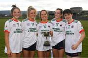 1 April 2022; The Sacred Heart Secondary players, left to right, Maeve Kingston, Lydia Sutton, Roisin Ni Bhuacalla, Aisling Moloney and Orlaith Deasy celebrate victory after the Lidl All Ireland Post Primary Schools Senior ‘C’ Championship Final match between Our Lady's Bower, Athlone, Westmeath and Sacred Heart Secondary, Clonakilty, Cork at Sean Treacy Park in Tipperary Town. Photo by Ray McManus/Sportsfile