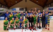 1 April 2022; Players from both sides have their photo taken after the InsureMyHouse.ie Masters Over 50’s Men National Cup Final match between Killarney Cougars v UCD Lions at the National Basketball Arena in Dublin. Photo by Sam Barnes/Sportsfile