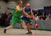 1 April 2022; Noel O'Hara of UCD Lions in action against Kieran O'Sullivan of Killarney Cougars during the InsureMyHouse.ie Masters Over 50’s Men National Cup Final match between Killarney Cougars and UCD Lions at the National Basketball Arena in Dublin. Photo by Sam Barnes/Sportsfile