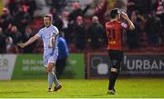1 April 2022; Patrick McEleney of Derry City and Jordan Flores of Bohemians react at the full-time whistle during the SSE Airtricity League Premier Division match between Bohemians and Derry City at Dalymount Park in Dublin. Photo by Harry Murphy/Sportsfile