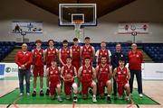 2 April 2022; The Templeogue BC team before the InsureMyVan.ie Men’s U20 National League Plate Final match between Sligo All-Stars and Templeogue BC, Dublin, at the National Basketball Arena in Dublin. Photo by Brendan Moran/Sportsfile