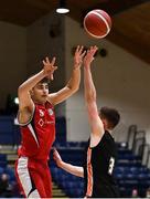 2 April 2022; Stepan Letsko of Templeogue BC in action against Ryan Young of Sligo All-Stars during the InsureMyVan.ie Men’s U20 National League Plate Final match between Sligo All-Stars and Templeogue BC, Dublin, at the National Basketball Arena in Dublin. Photo by Brendan Moran/Sportsfile