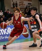 2 April 2022; Evan O'Toole of Templeogue in action against Ryan Cummins of Sligo All-Stars during the InsureMyVan.ie Men’s U20 National League Plate Final match between Sligo All-Stars and Templeogue BC, Dublin, at the National Basketball Arena in Dublin. Photo by Daniel Tutty/Sportsfile