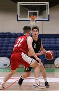 2 April 2022; Eoghan Donaghy of Sligo All-Stars in action against Cian Finn of Templeogue during the InsureMyVan.ie Men’s U20 National League Plate Final match between Sligo All-Stars and Templeogue BC, Dublin, at the National Basketball Arena in Dublin. Photo by Daniel Tutty/Sportsfile