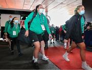 2 April 2022; Ireland players arrive before the TikTok Women's Six Nations Rugby Championship match between France and Ireland at Stade Ernest Wallon in Toulouse, France. Photo by Manuel Blondeau/Sportsfile