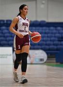 2 April 2022; Hazel Finn of NUIG Mystics during the MissQuote.ie Division 1 League Cup Final match between NUIG Mystics, Galway and Ulster University, Antrim, at the National Basketball Arena in Dublin. Photo by Brendan Moran/Sportsfile