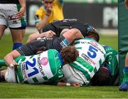 2 April 2022; Tietie Tuimauga of Connacht scores try during the United Rugby Championship match between Benetton and Connacht at Stadio di Monigo in Treviso, Italy. Photo by Roberto Bregani/Sportsfile