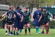 2 April 2022; Connacht's players celebrate at the end of the United Rugby Championship match between Benetton and Connacht at Stadio di Monigo in Treviso, Italy. Photo by Roberto Bregani/Sportsfile