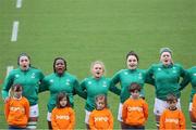 2 April 2022; Ireland players during the National Anthem before the TikTok Women's Six Nations Rugby Championship match between France and Ireland at Stade Ernest Wallon in Toulouse, France. Photo by Manuel Blondeau/Sportsfile