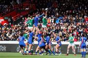 2 April 2022; Nichola Fryday of Ireland contests a lineout during the TikTok Women's Six Nations Rugby Championship match between France and Ireland at Stade Ernest Wallon in Toulouse, France. Photo by Manuel Blondeau/Sportsfile