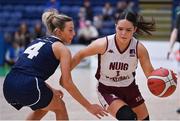 2 April 2022; Hazel Finn of NUIG Mystics in action against Lexi Posset of Ulster University during the MissQuote.ie Division 1 League Cup Final match between NUIG Mystics, Galway and Ulster University, Antrim, at the National Basketball Arena in Dublin. Photo by Brendan Moran/Sportsfile