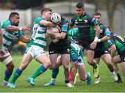 2 April 2022; Mack Hansen of Connacht is tackled by Leonardo Marin of Benetton during the United Rugby Championship match between Benetton and Connacht at Stadio di Monigo in Treviso, Italy. Photo by Roberto Bregani/Sportsfile