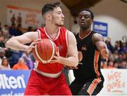 2 April 2022; Ryan Murphy of UCC Demons in action against Zack Powell of EJ Sligo All-Stars during the InsureMyVan.ie Division 1 Final match between EJ Sligo All-Stars and UCC Demons, Cork at the National Basketball Arena in Dublin. Photo by Brendan Moran/Sportsfile