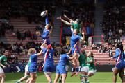 2 April 2022; Gaelle Hermet of France and Nichola Fryday of Ireland contest a lineout during the TikTok Women's Six Nations Rugby Championship match between France and Ireland at Stade Ernest Wallon in Toulouse, France. Photo by Manuel Blondeau/Sportsfile