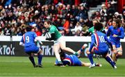 2 April 2022; Eve Higgins of Ireland is tackled by Laure Touye of France during the TikTok Women's Six Nations Rugby Championship match between France and Ireland at Stade Ernest Wallon in Toulouse, France. Photo by Manuel Blondeau/Sportsfile