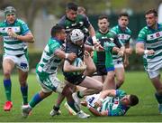 2 April 2022; Mack Hansen of Connacht is tackled by Toa Halafihi of Benetton during the United Rugby Championship match between Benetton and Connacht at Stadio di Monigo in Treviso, Italy. Photo by Roberto Bregani/Sportsfile