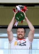 2 April 2022; Tyrone captain Conor Grogan lifts the cup after the Allianz Hurling League Division 3A Final match between Tyrone and Armagh at Derry GAA Centre of Excellence in Owenbeg, Derry. Photo by Oliver McVeigh/Sportsfile