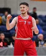 2 April 2022; UCC Demons captain Ryan Murphy celebrates duringr the InsureMyVan.ie Division 1 Final match between EJ Sligo All-Stars and UCC Demons, Cork at the National Basketball Arena in Dublin. Photo by Brendan Moran/Sportsfile
