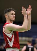 2 April 2022; Ryan Murphy of UCC Demons celebrates in the closing moments of the InsureMyVan.ie Division 1 Final match between EJ Sligo All-Stars and UCC Demons, Cork at the National Basketball Arena in Dublin. Photo by Daniel Tutty/Sportsfile