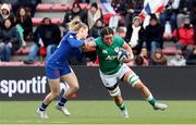 2 April 2022; Hannah O Connor of Ireland in action against Chloe Jacquet of France during the TikTok Women's Six Nations Rugby Championship match between France and Ireland at Stade Ernest Wallon in Toulouse, France. Photo by Manuel Blondeau/Sportsfile