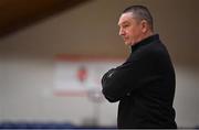 2 April 2022; The Address UCC Glanmire head coach Mark Scannell during the MissQuote.ie Champions Trophy Final match between The Address UCC Glanmire, Cork and Singleton SuperValu Brunell, Cork, at the National Basketball Arena in Dublin. Photo by Brendan Moran/Sportsfile