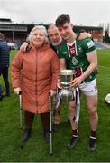 2 April 2022; Eoin Keyes of Westmeath with his mother Leona and dad Tom after the Allianz Hurling League Division 2A Final match between Down and Westmeath at FBD Semple Stadium in Thurles, Tipperary. Photo by Ray McManus/Sportsfile