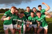 2 April 2022; Fermanagh players celebrate with the cup after the Allianz Hurling League Division 3B Final match between Fermanagh and Longford at Avant Money Páirc Seán Mac Diarmada in Carrick-on-Shannon, Leitrim. Photo by Michael P Ryan/Sportsfile