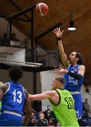 2 April 2022; Nil Sabata of Coughlan C&S Neptune shoots a basket during the InsureMyVan.ie SuperLeague Final match between Garvey’s Tralee Warriors, Kerry and C&S Neptune, Cork, at the National Basketball Arena in Dublin. Photo by Brendan Moran/Sportsfile