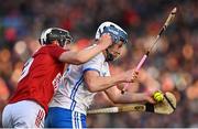 2 April 2022; Stephen Bennett of Waterford in action against Ger Millerick of Cork during the Allianz Hurling League Division 1 Final match between Cork and Waterford at FBD Semple Stadium in Thurles, Tipperary. Photo by Eóin Noonan/Sportsfile