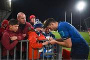 2 April 2022; Hugo Keenan of Leinster signs autographs after his side's victory in the United Rugby Championship match between Munster and Leinster at Thomond Park in Limerick. Photo by Harry Murphy/Sportsfile