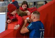 2 April 2022; Ross Molony of Leinster signs autographs after his side's victory in the United Rugby Championship match between Munster and Leinster at Thomond Park in Limerick. Photo by Harry Murphy/Sportsfile