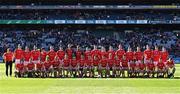 2 April 2022; The Louth squad before the Allianz Football League Division 3 Final match between Louth and Limerick at Croke Park in Dublin. Photo by Piaras Ó Mídheach/Sportsfile