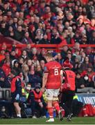 2 April 2022; Gavin Coombes of Munster leaves the field with an injury during the United Rugby Championship match between Munster and Leinster at Thomond Park in Limerick. Photo by Harry Murphy/Sportsfile