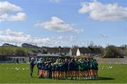 3 April 2022; The Limerick team huddle before the Lidl Ladies Football National League Division 4 Final match between Limerick and Offaly at St Brendan's Park in Birr, Offaly. Photo by Ben McShane/Sportsfile