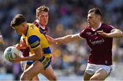3 April 2022; Conor Cox of Roscommon is tackled by Jack Glynn and Liam Silke, 4, of Galway during the Allianz Football League Division 2 Final match between Roscommon and Galway at Croke Park in Dublin. Photo by Ray McManus/Sportsfile
