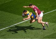 3 April 2022; Conor Cox of Roscommon in action against Paul Conroy of Galway during the Allianz Football League Division 2 Final match between Roscommon and Galway at Croke Park in Dublin. Photo by Piaras Ó Mídheach/Sportsfile